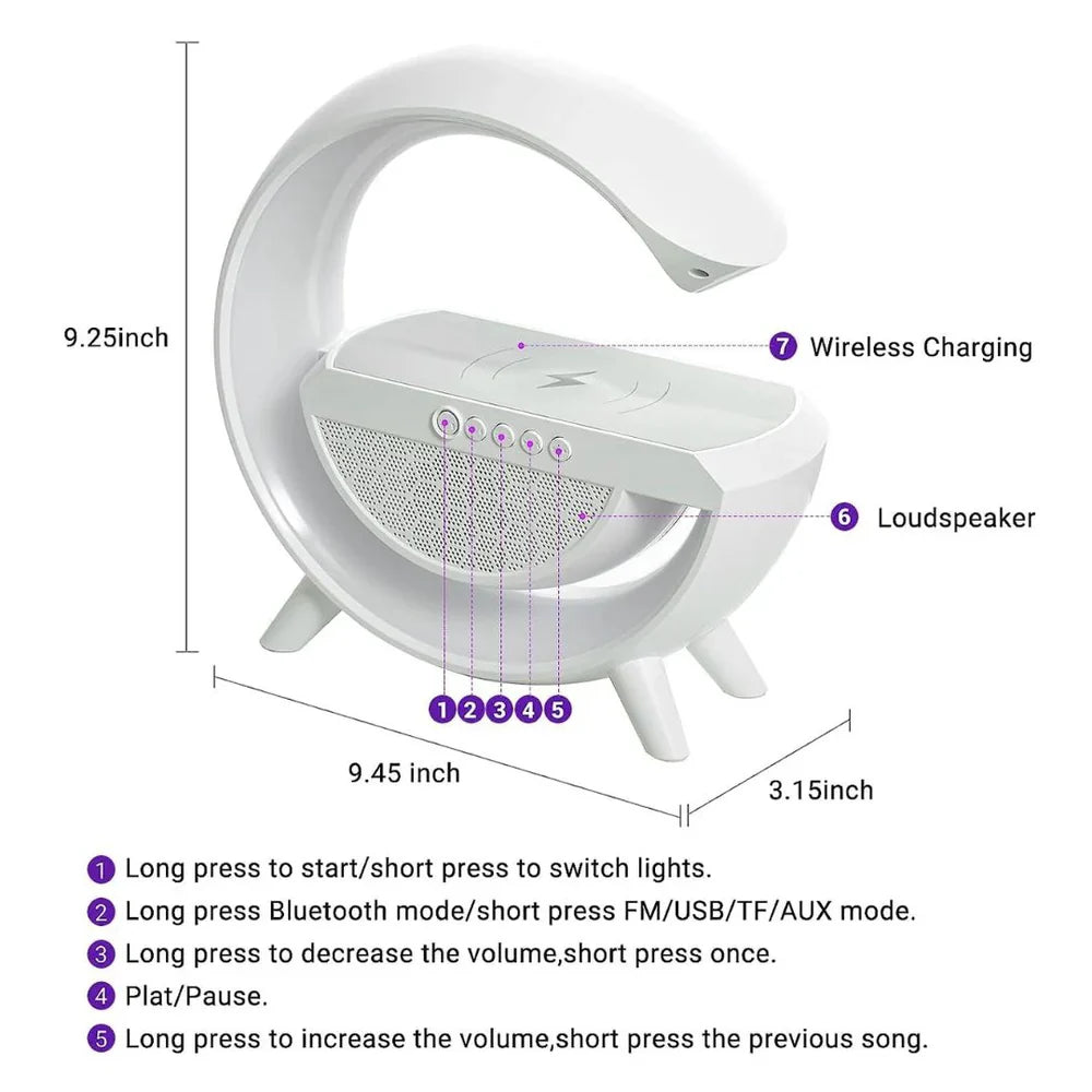 G-Shape Wireless Charging Speaker Lamp